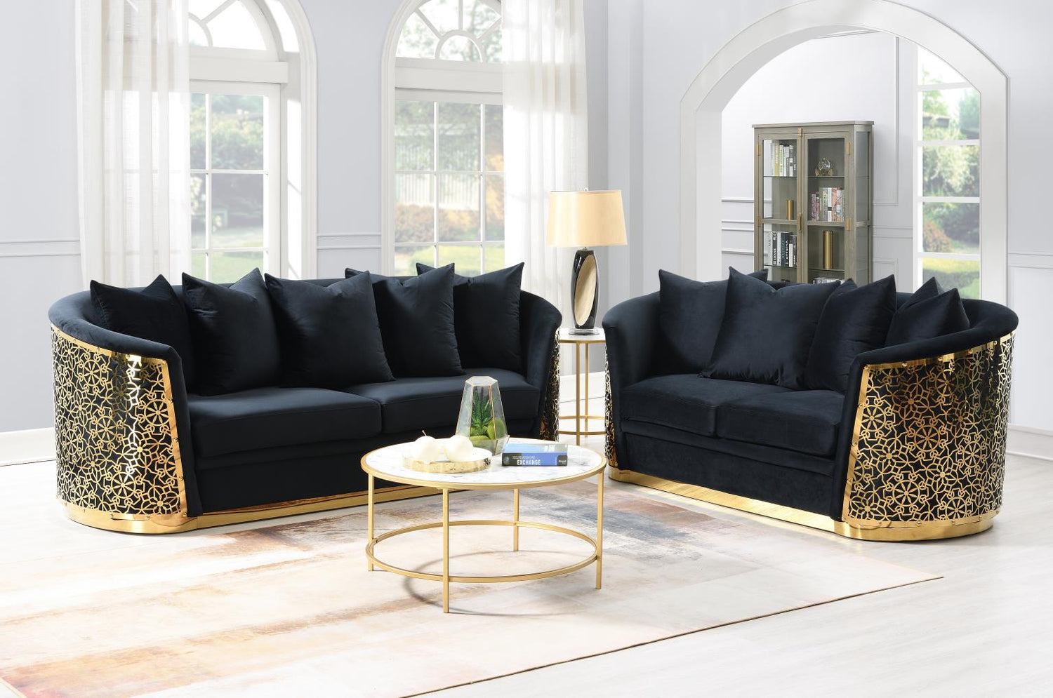 Luciana Black 2-Piece (Sofa, Loveseat)