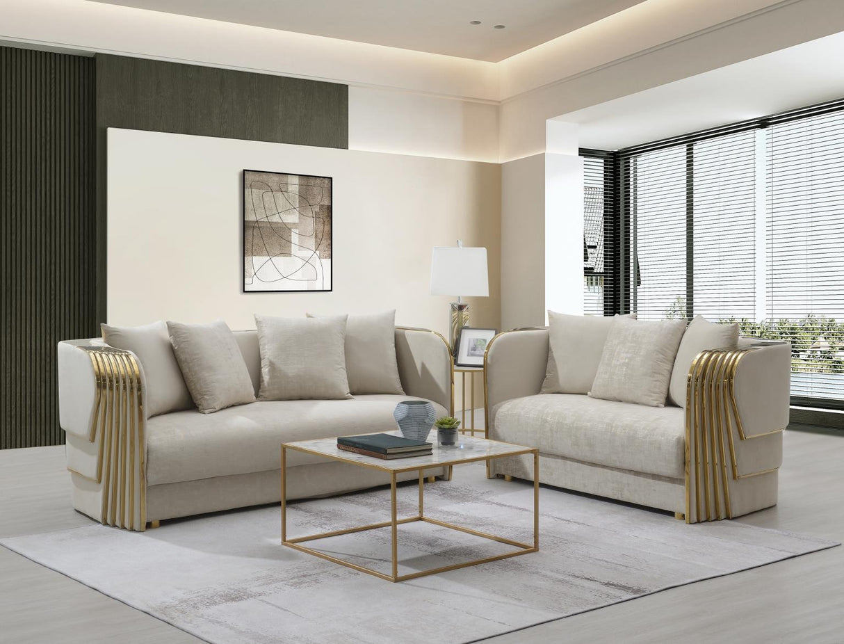 Alonso Cream 2-Piece (Sofa, Loveseat)