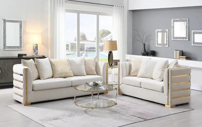 Julia Cream 2-Piece (Sofa, Loveseat)