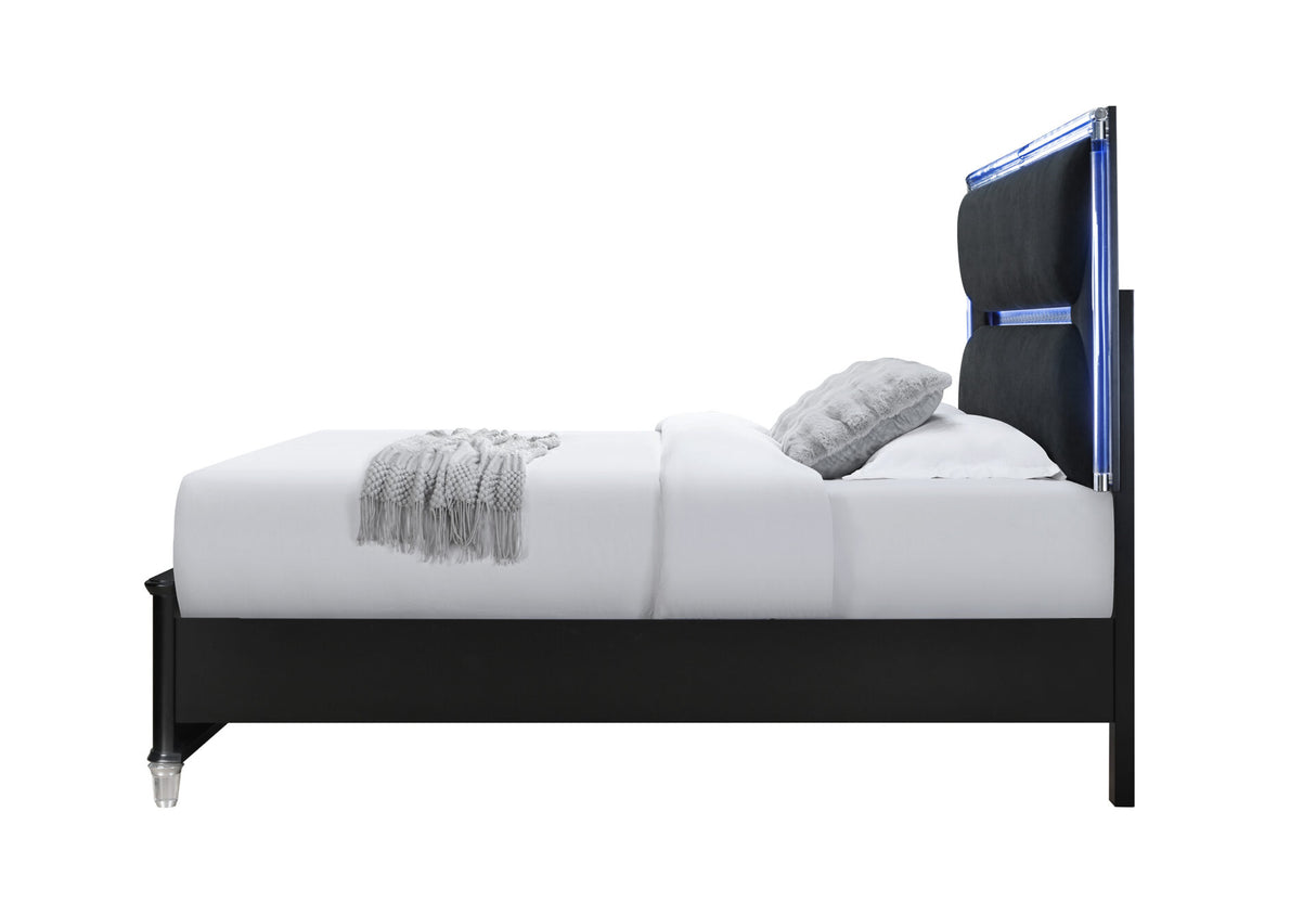 Lando Black King Bed with Continuous LED