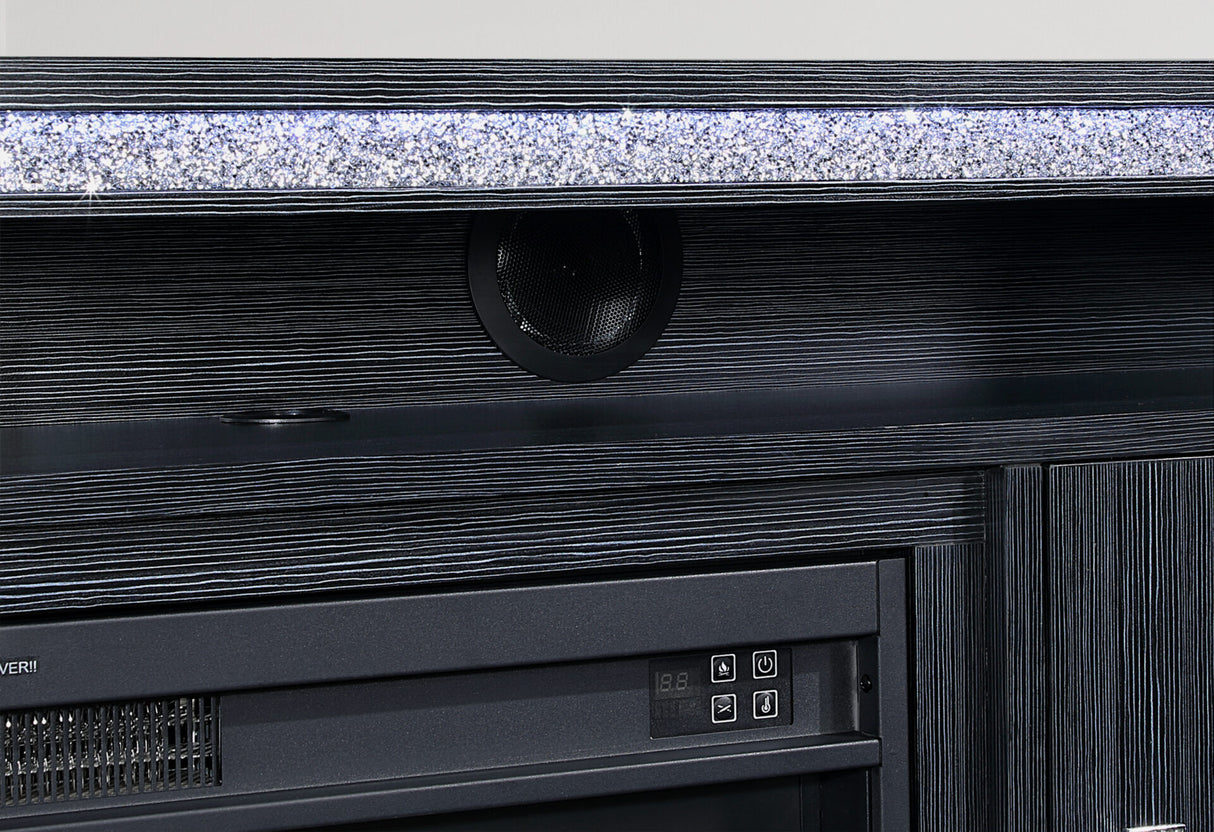 Lily Dark Grey Entertainment Unit 72" with LED, Speakers, Crystal Inserts