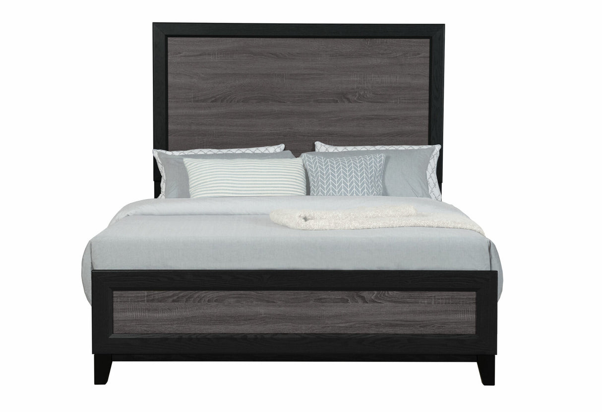 Lisbon Grey and Black Queen Bed