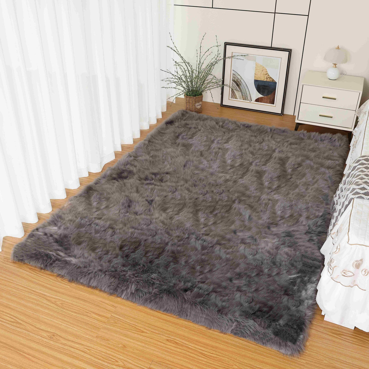 Lush Shaggy Rug Dark Grey