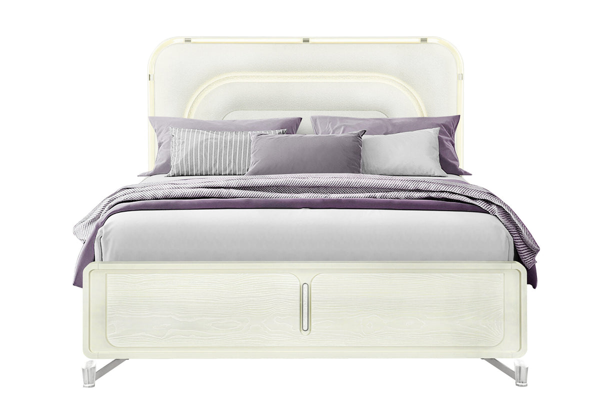 Lyra Beige King Bed with LED