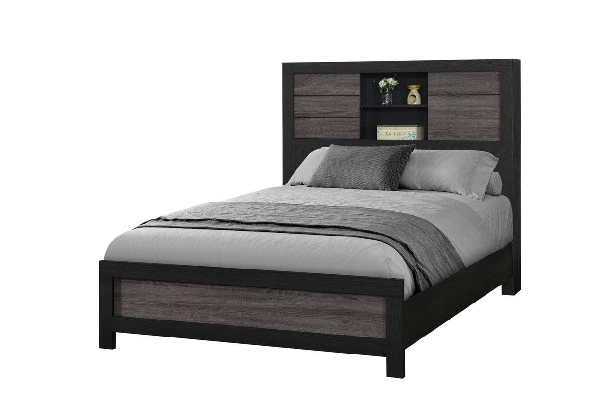 Lisbon Grey/Black Bookcase Full Bed