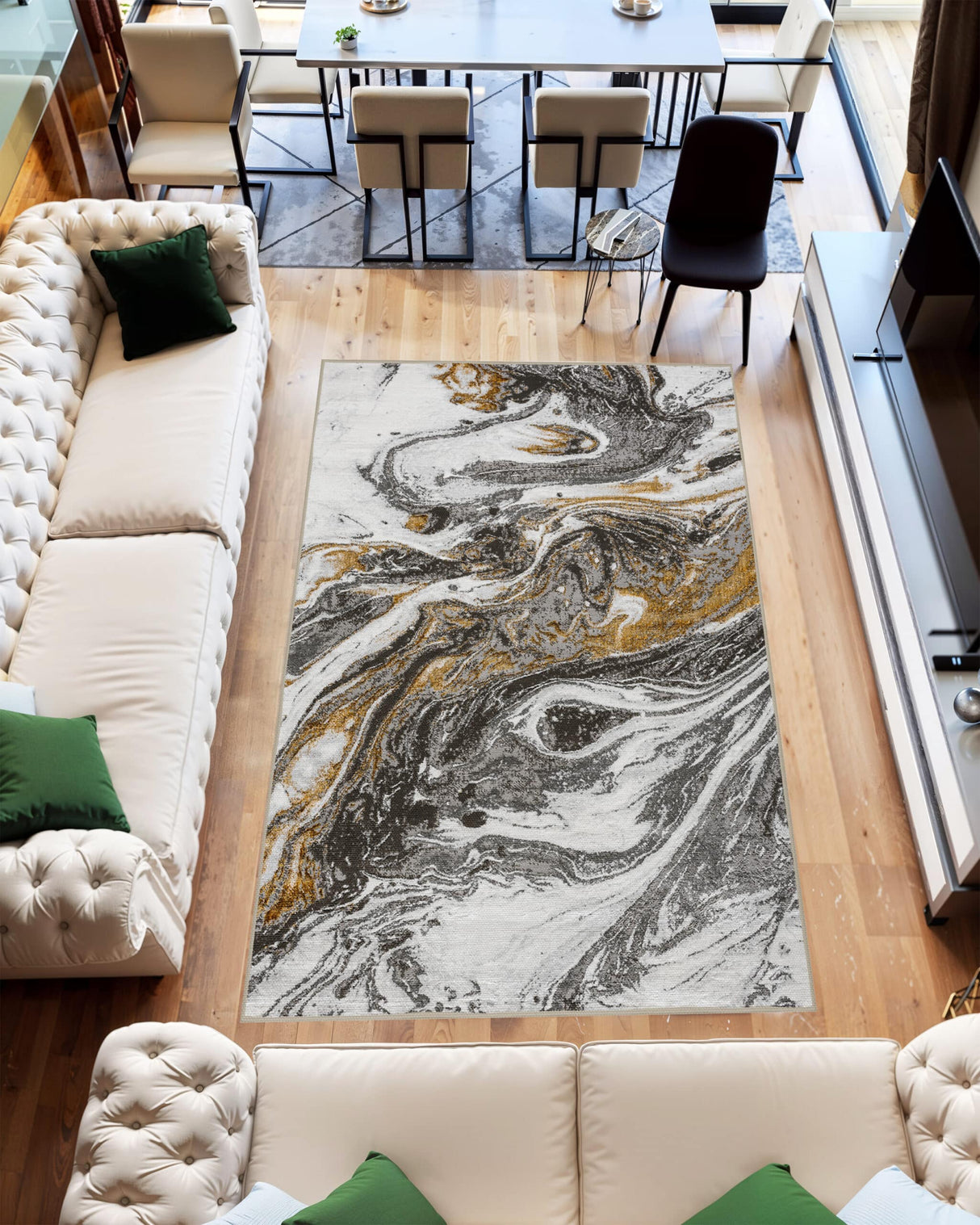 Marble Area Rug 1047 Grey