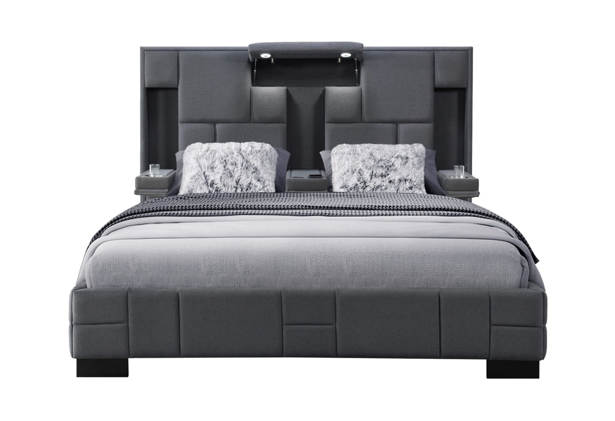 Oscar Dark Grey 8 King Bed No Wood Trim