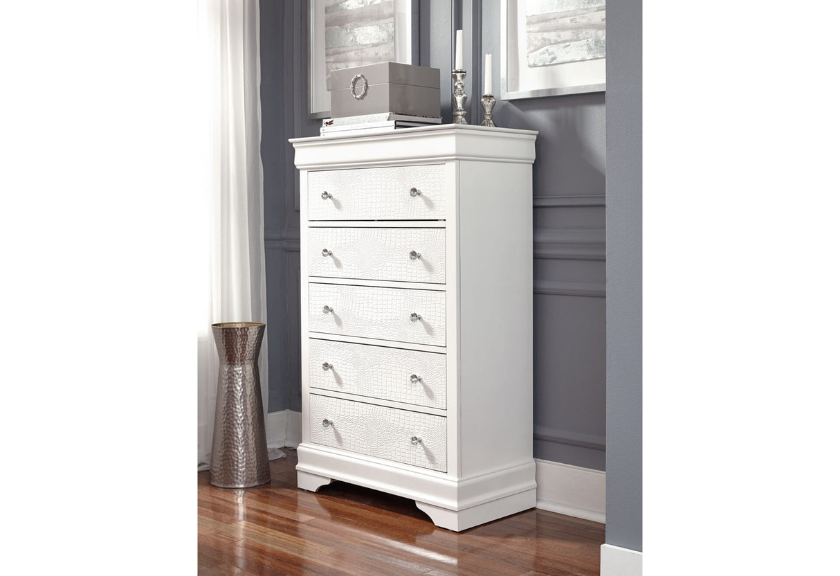 Pompei Metallic White Full Bed Group with LED