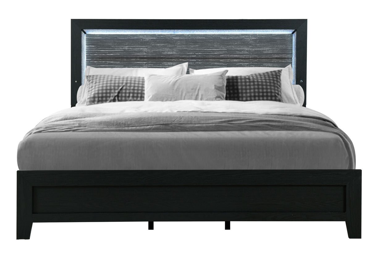 Reid Black Full Bed Group with LED