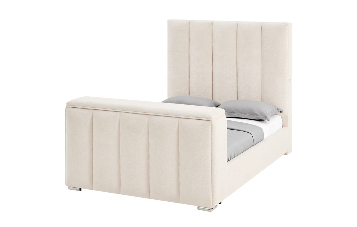 Serenity Buff Queen Bed with Speaker TV Lift and Fireplace