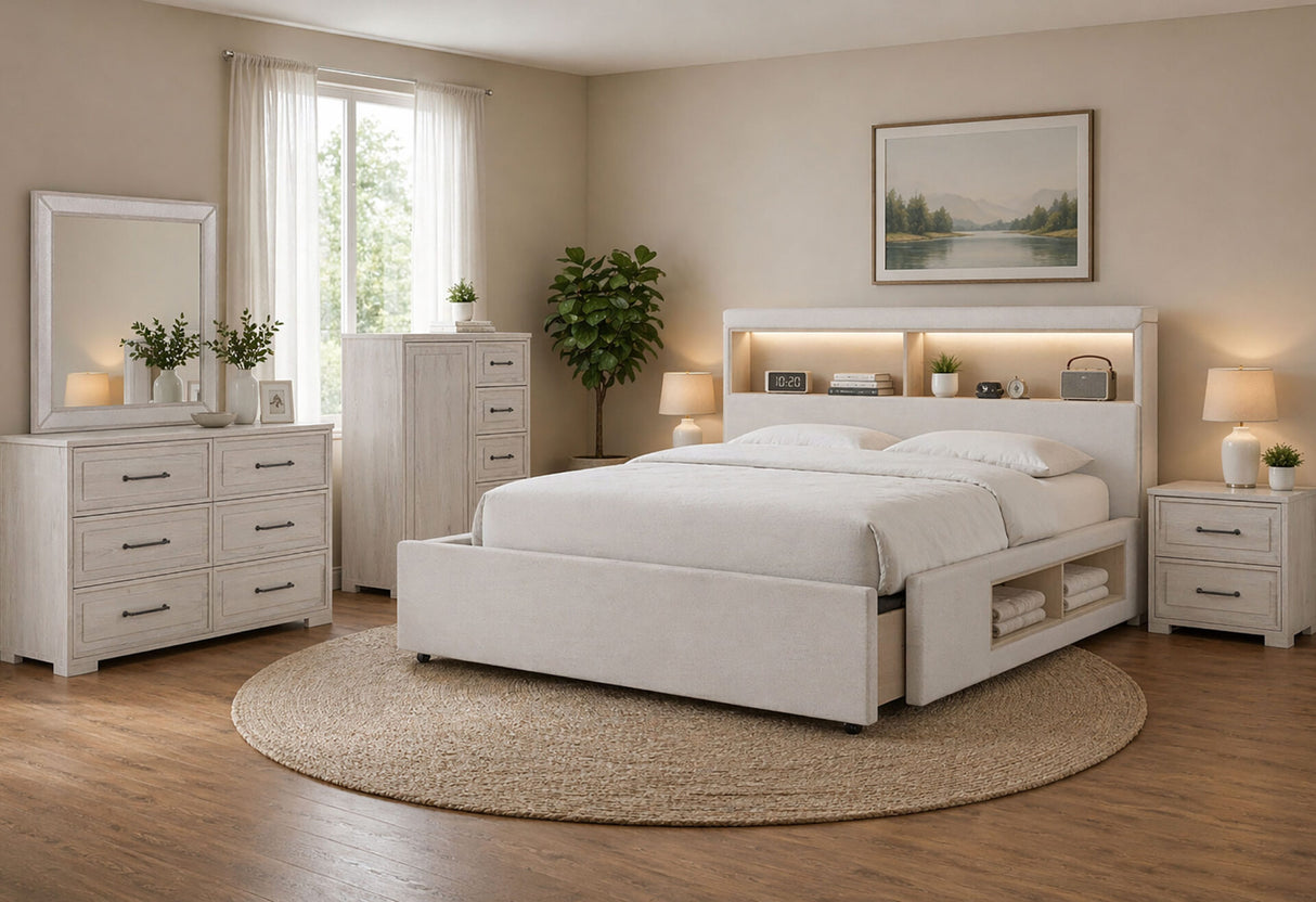 Sadie/Clara Beige King Bed Group