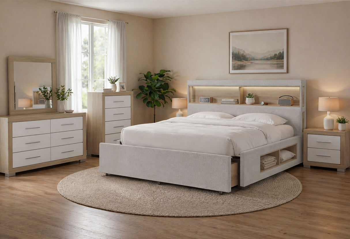 Sadie/Emma Beige King Bed Group