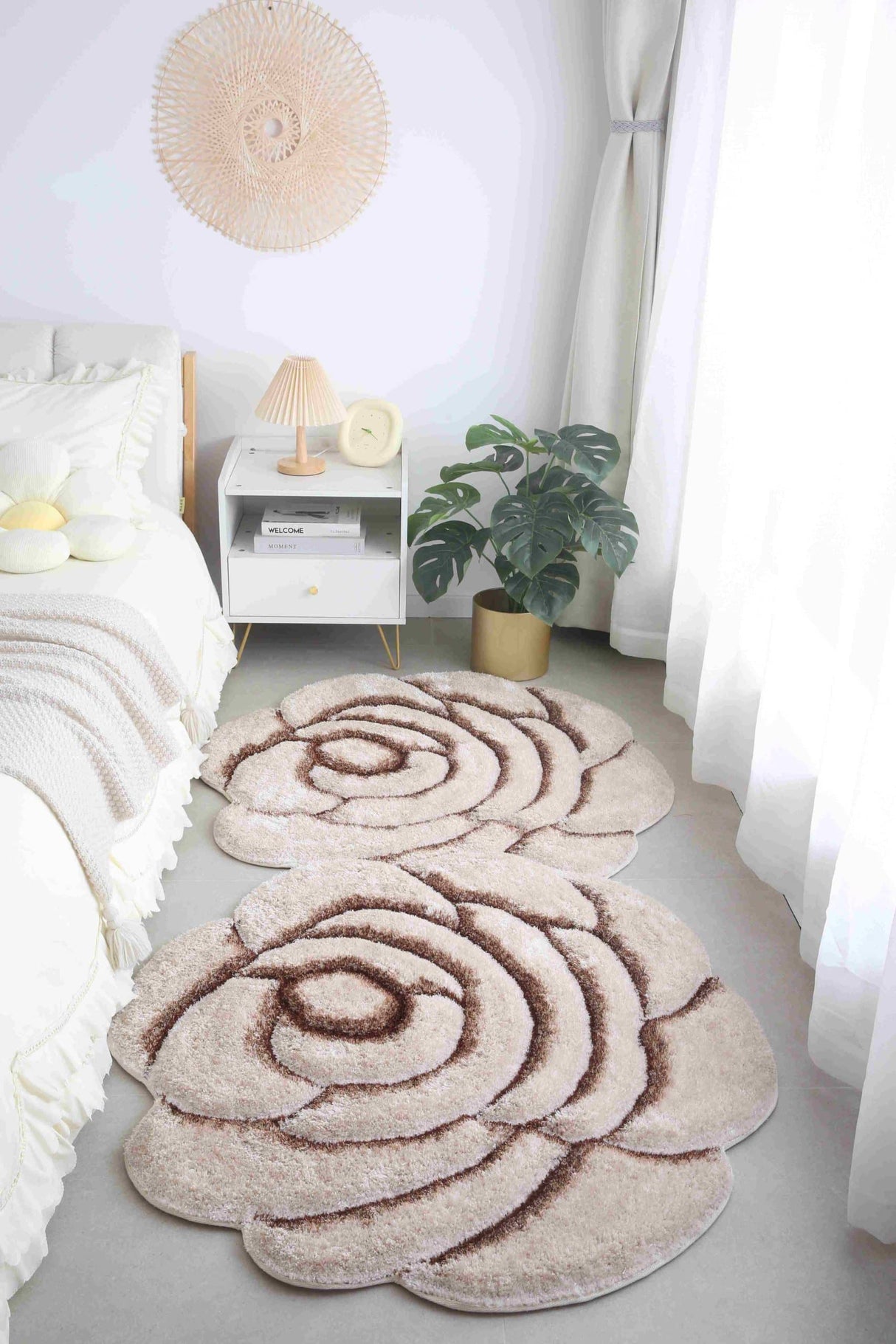 Faux Fur Rug Double Rose Beige