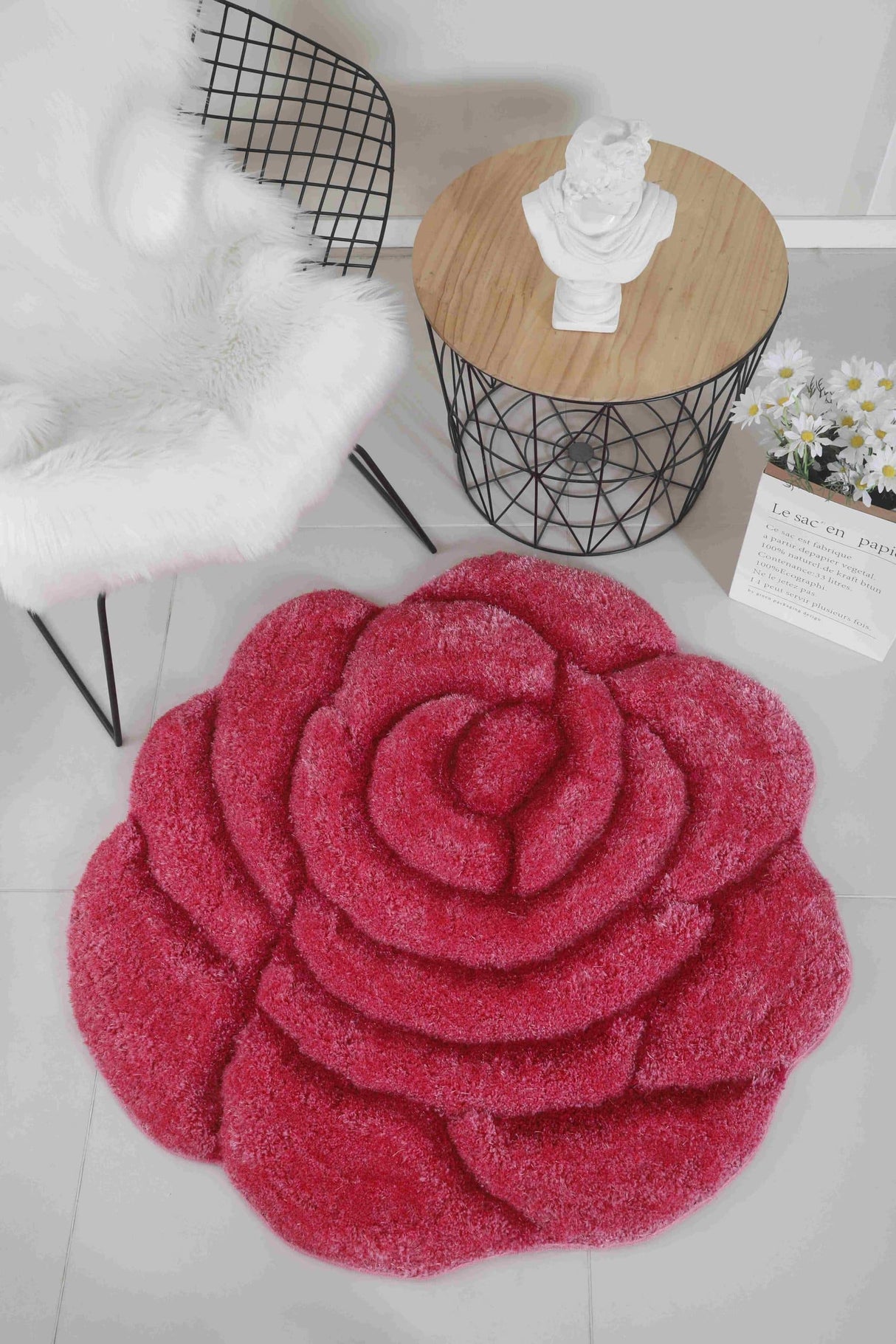 Faux Fur Rug Rose Pink