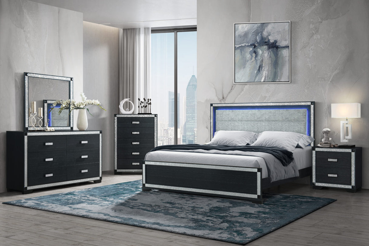 Soleil Charcoal Queen Bed Group with Cooler and Speaker