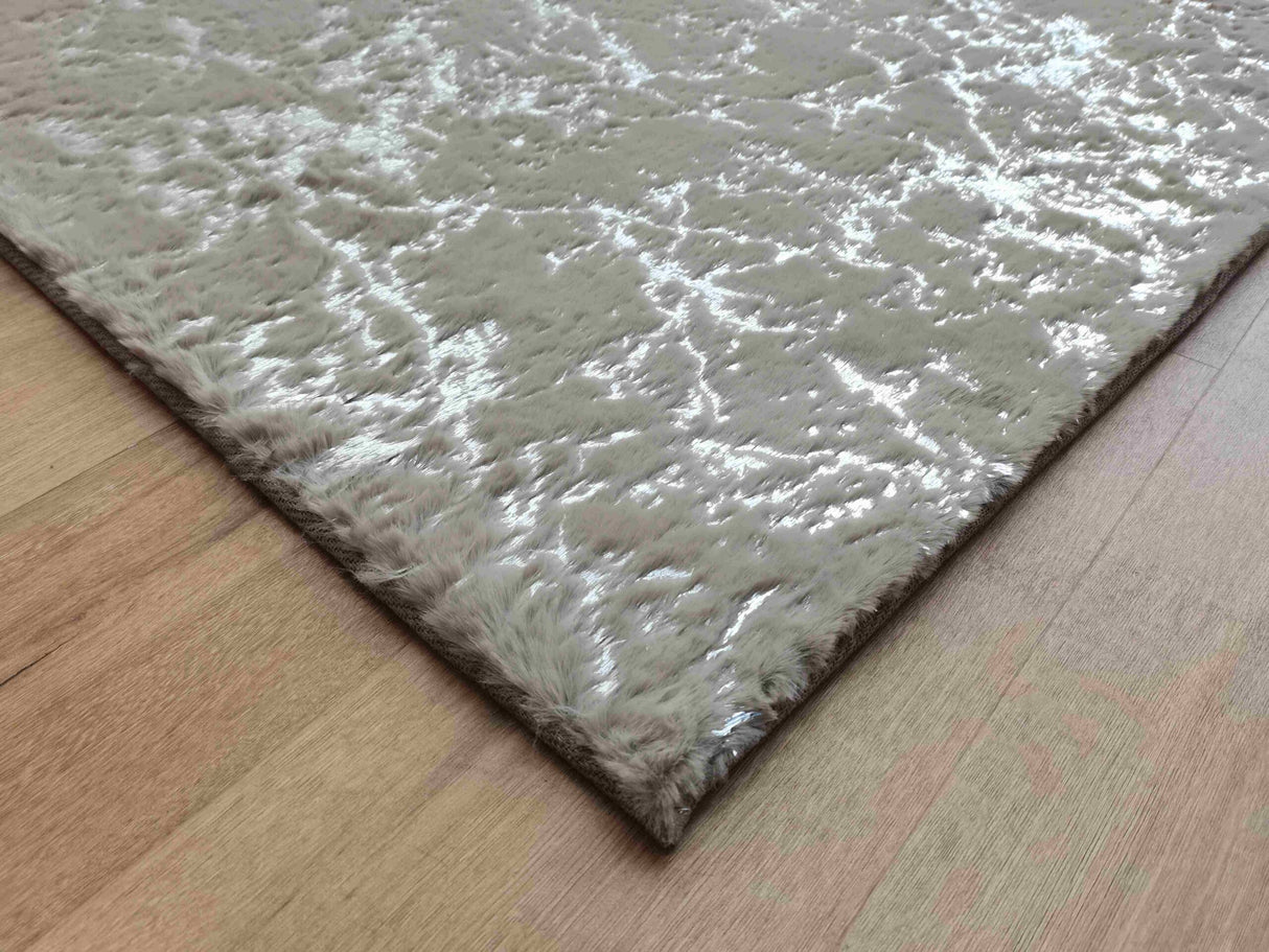 Timmy-S Shaggy Rug Td3396-B13-Dk.Beige+Silver