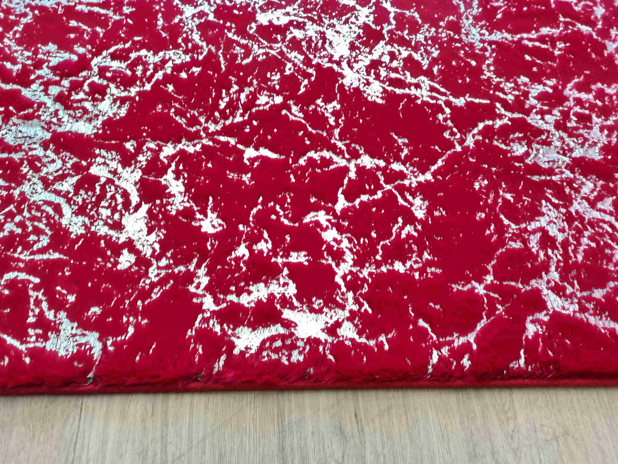 Timmy-S Shaggy Rug Td3396-B2-Red+Silver