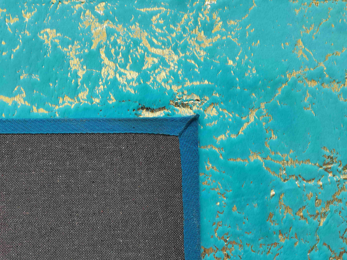 Timmy-S Shaggy Rug Td3396-B6-Teal+Gold