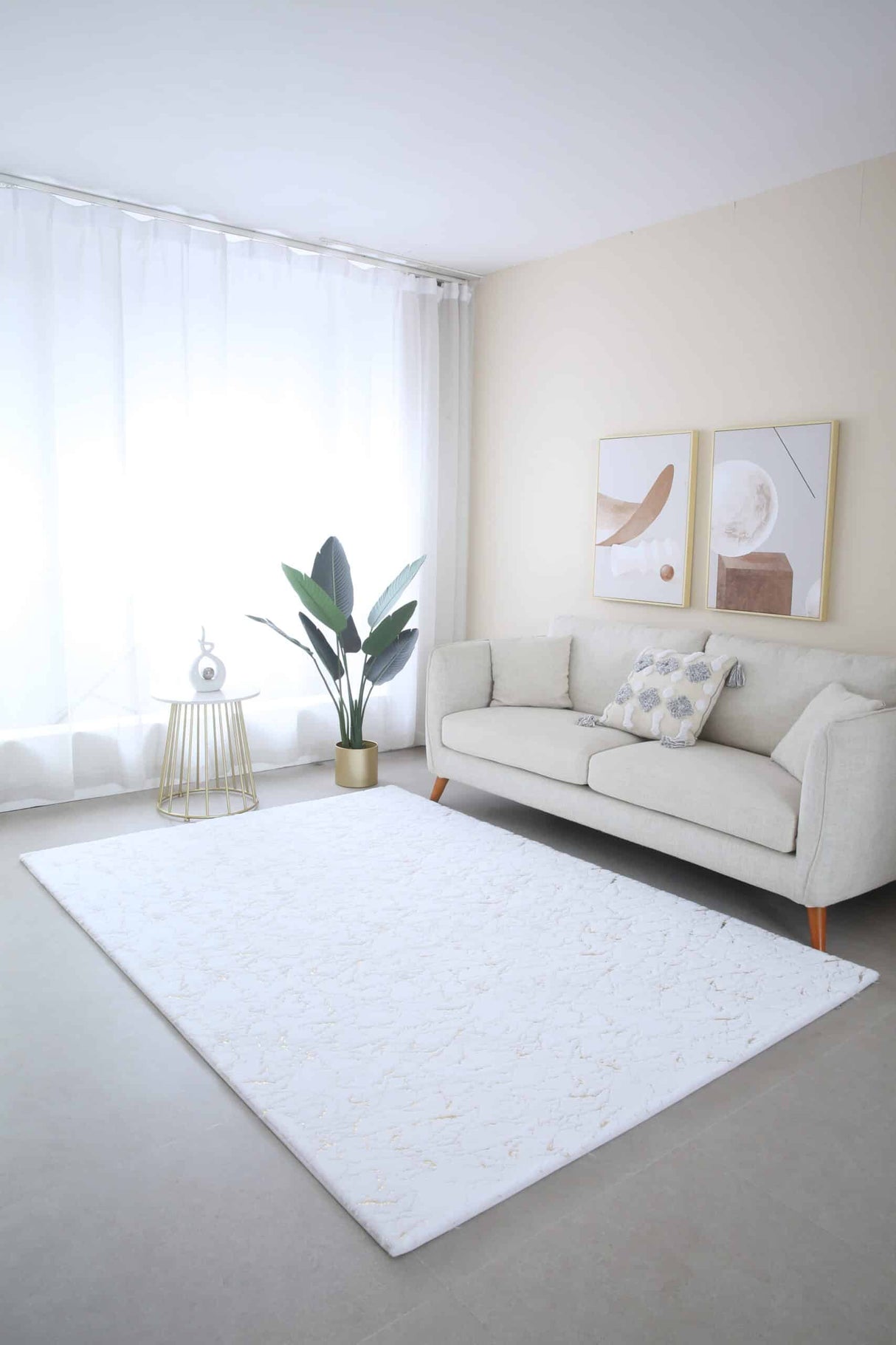 Timmy-S Shaggy Rug White-Silver White