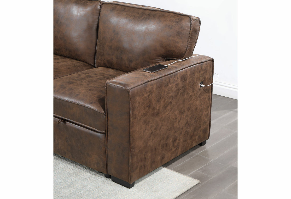 U0203 Coffee Reversible Pull Out Sofa Bed
