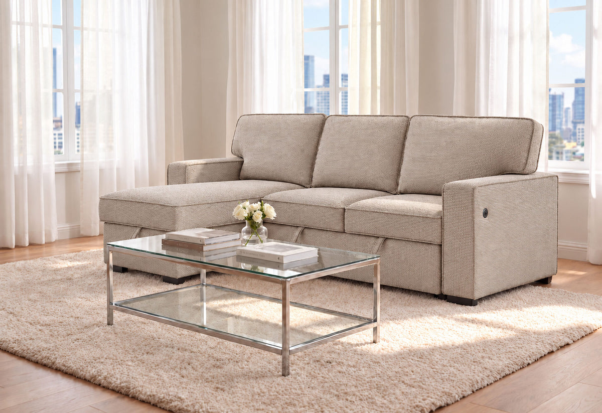U0233 Light Brown Reversible Pull-Out Sofa Bed
