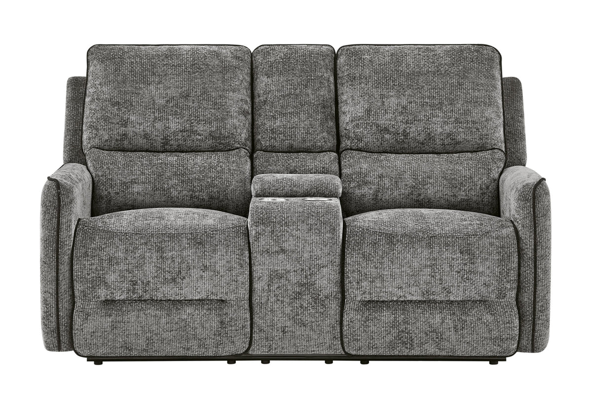 U2203 Dark Grey Power Console Reclining Loveseat