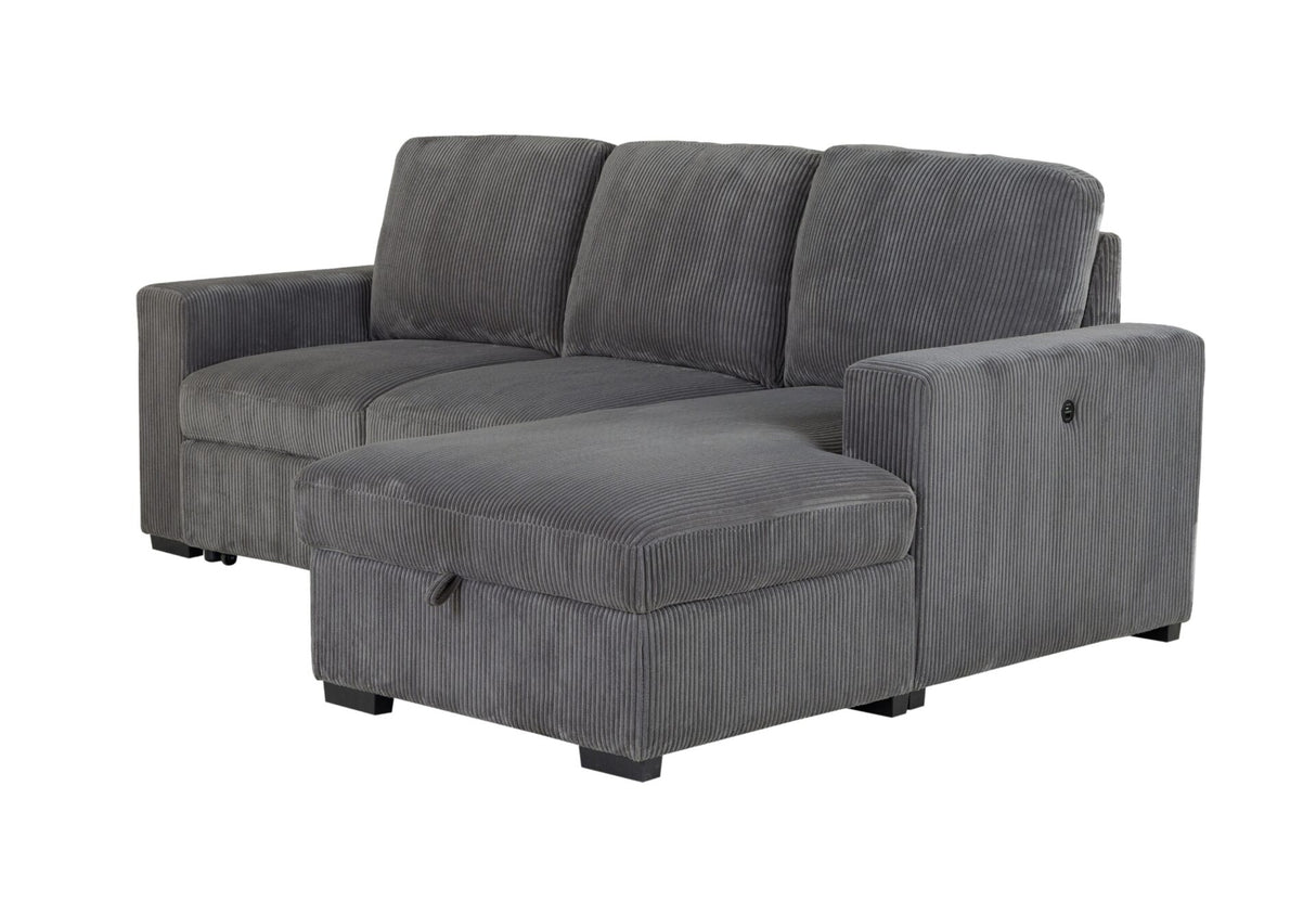 U2660 Grey L Sofa Bed Sectional Without Pullout