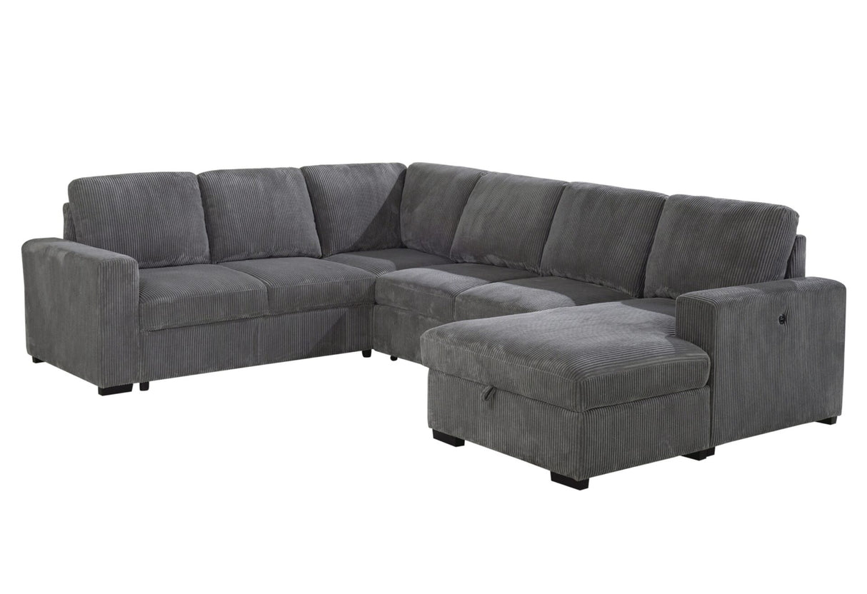 U2660 Grey Sectional with Pull Out Sofa Bed