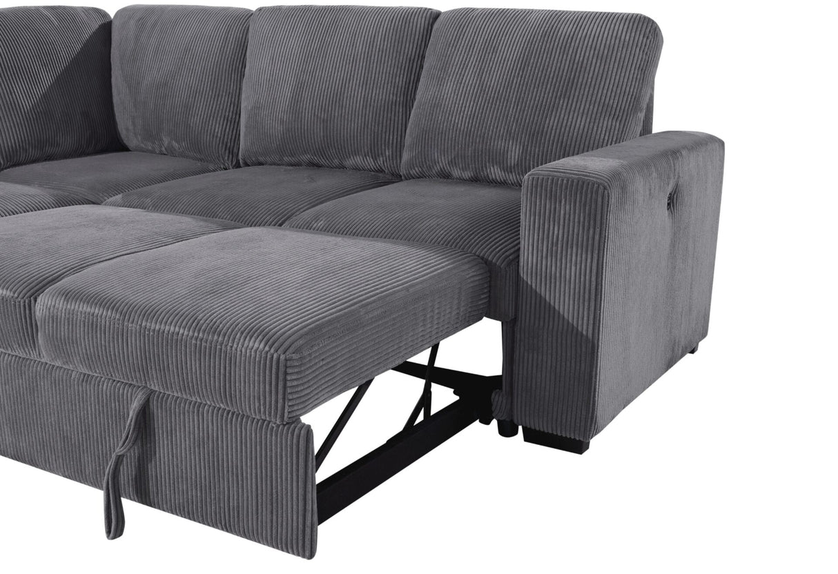 U2660 Grey Sectional with Pull Out Sofa Bed