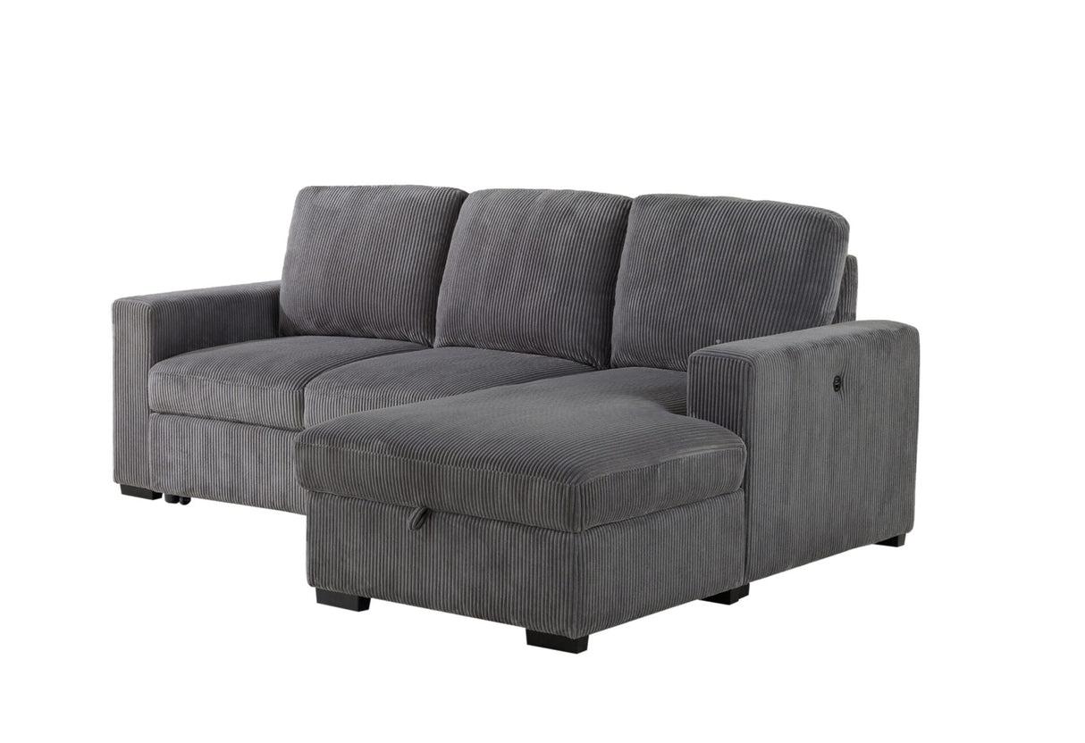 U2660 Grey L Sofa Bed Sectional with Pullout