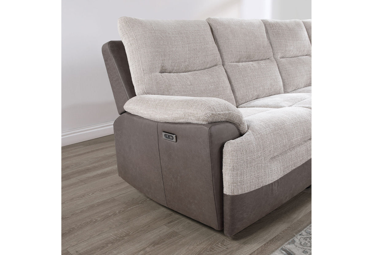 U3822 Beige/Brown Sectional with Po and USB
