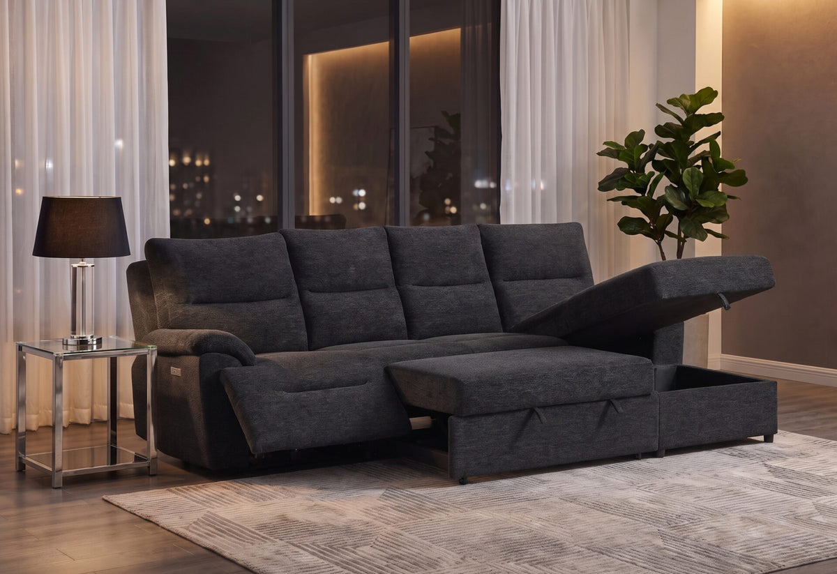 U3823 Black Sleeper Sectional