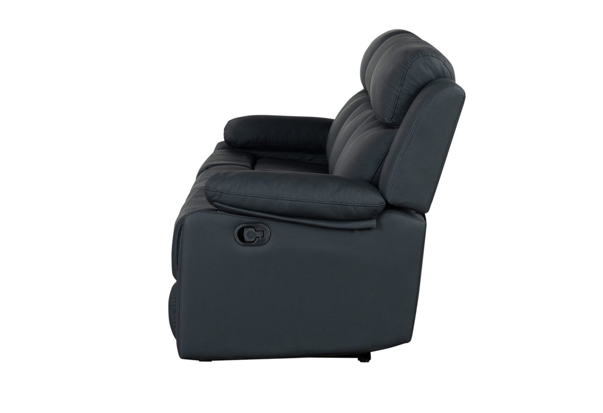 U6026 Black Faux Leather 72A Reclining Sofa with LED