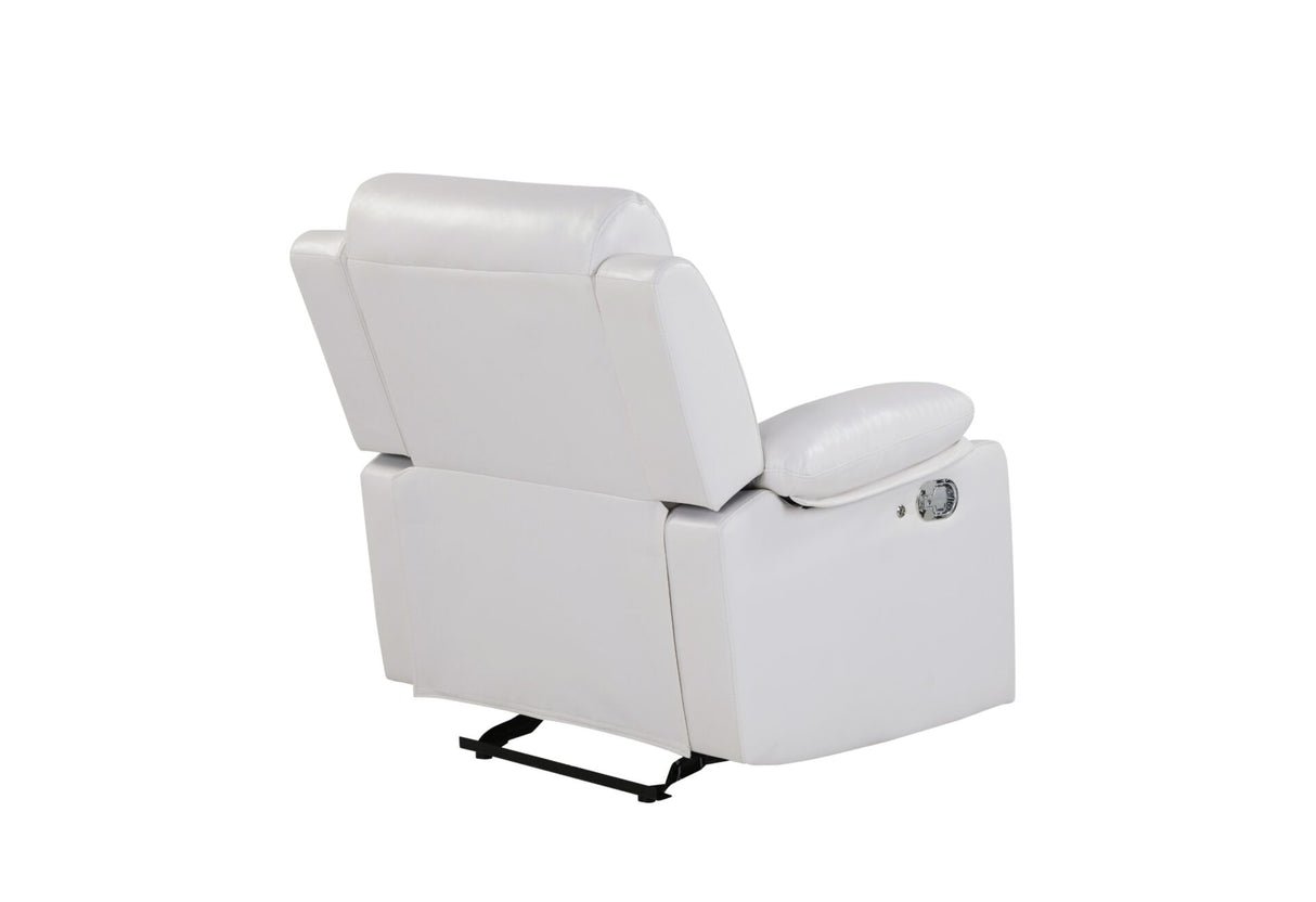 U6026 Blanche White Glider Recliner with LED