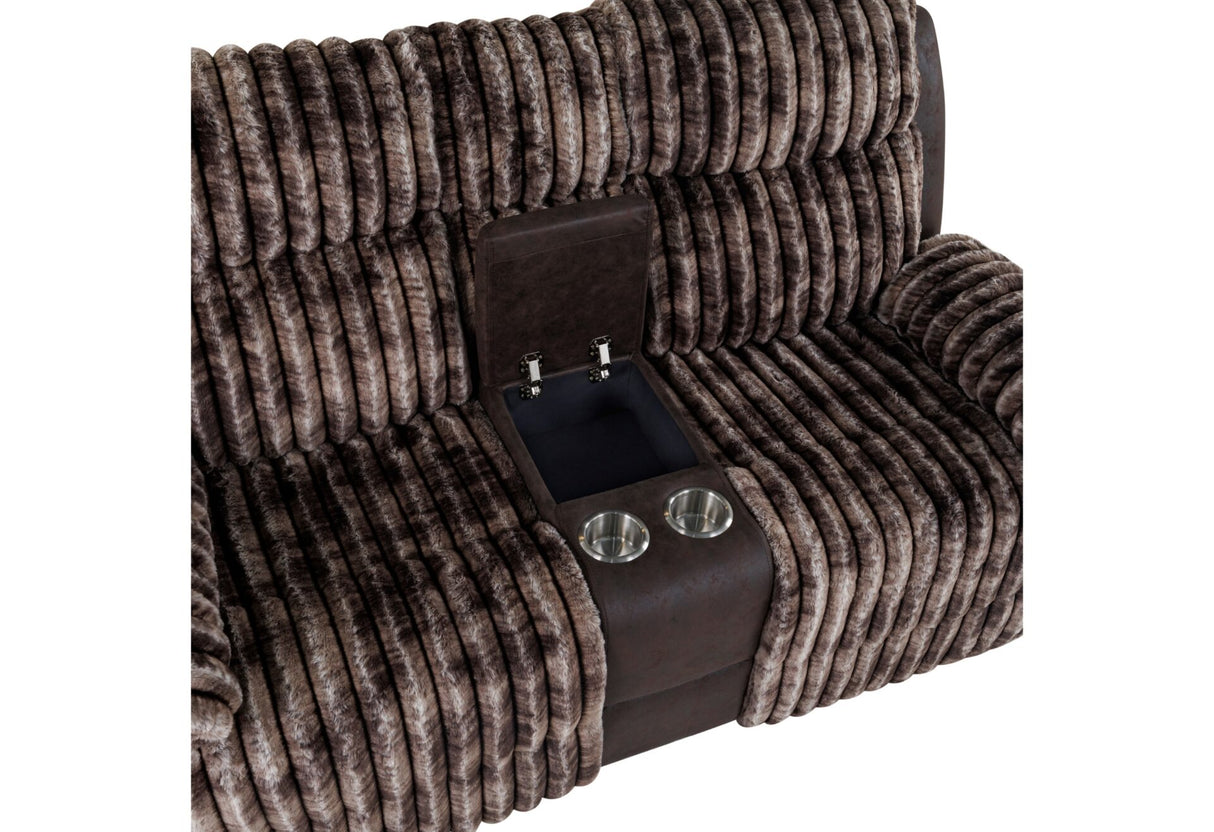 U6028 Brown Reclining Sofa/Console Reclining Loveseat/Glider Recliner
