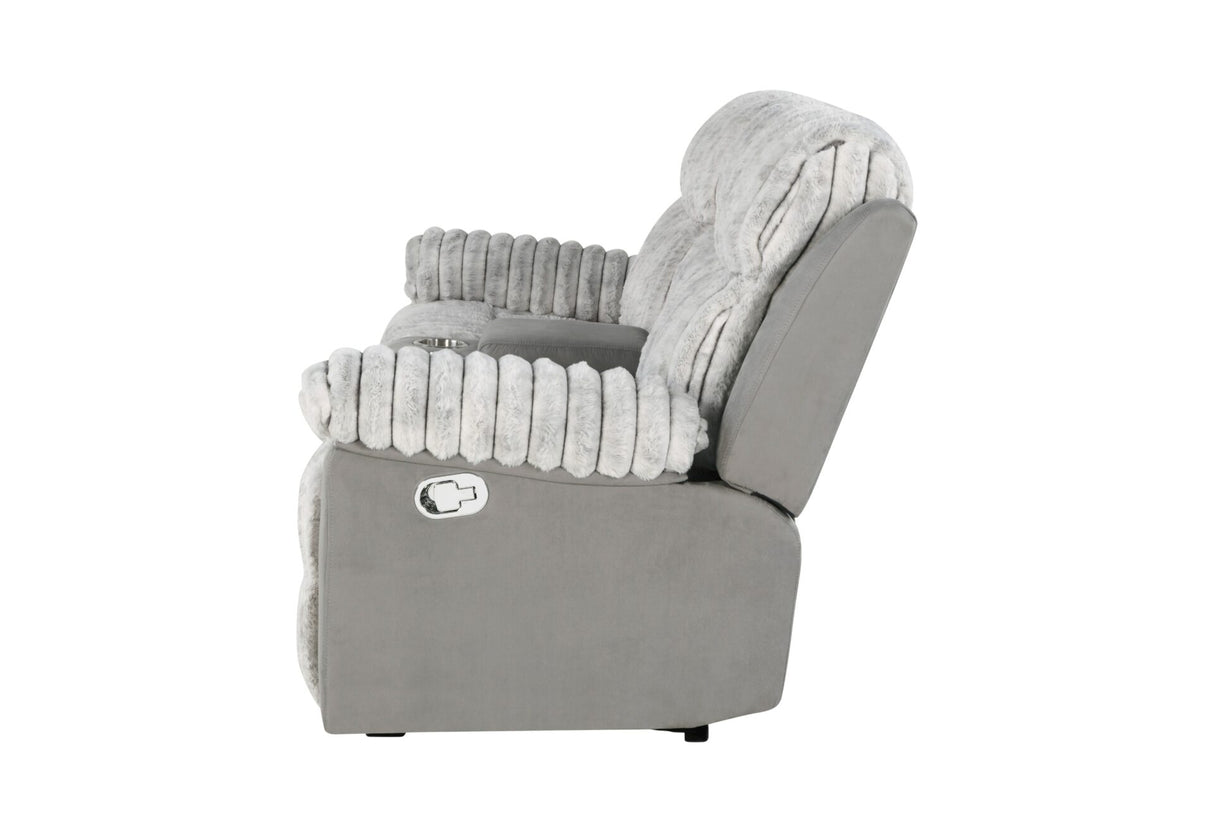 U6028 Grey Console Reclining Loveseat
