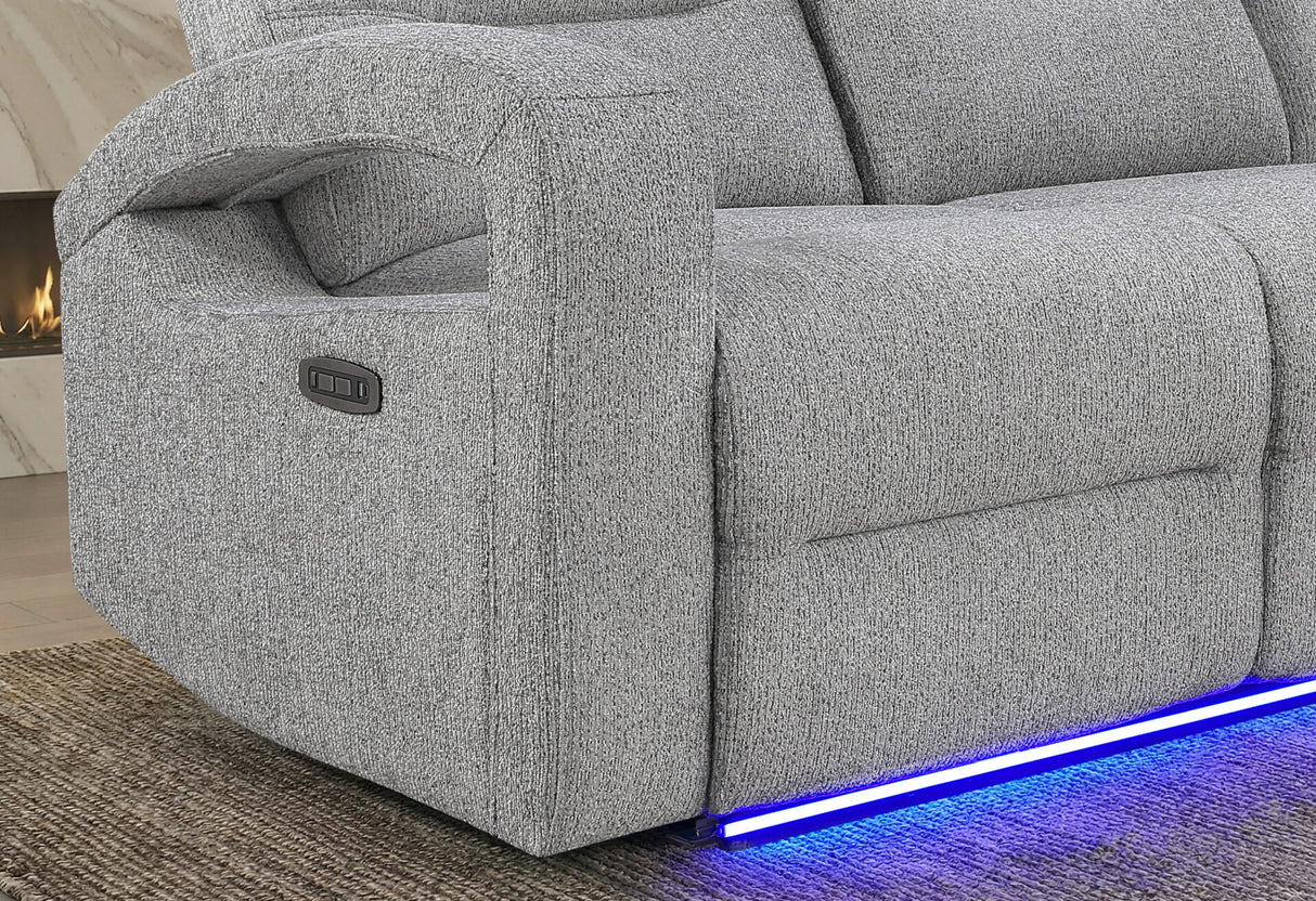 U6611 Grey 15 Power Reclining Sofa/Power Console Reclining Loveseat/Power Recliner
