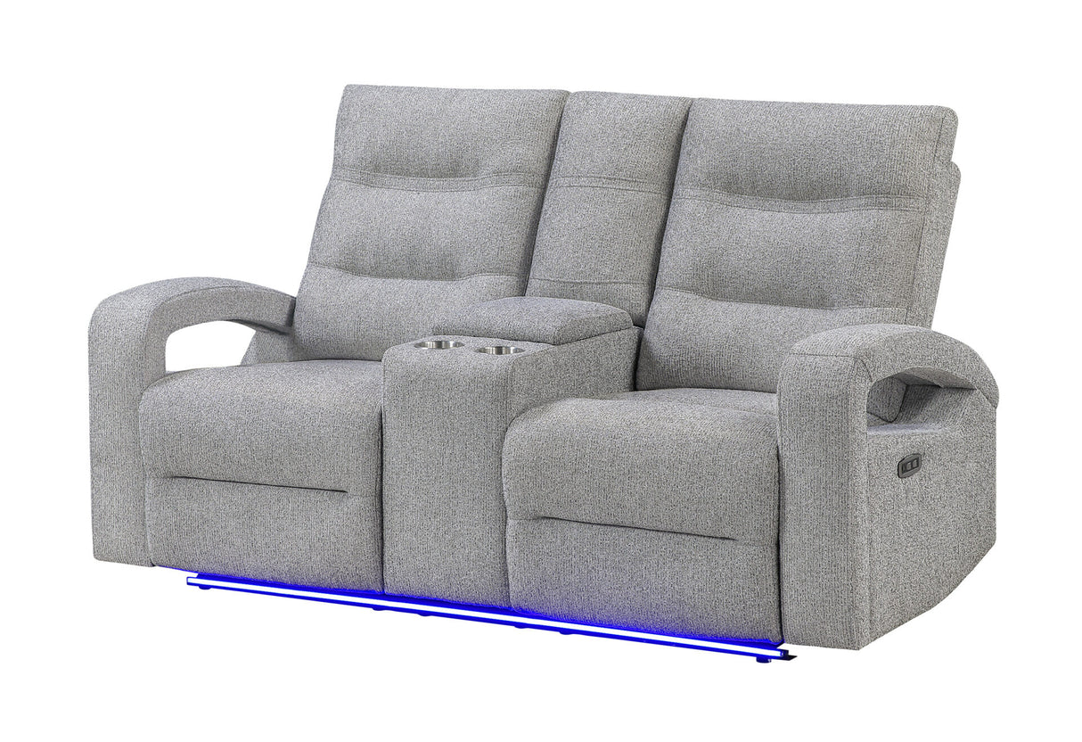 U6611 Grey 15 Power Console Reclining Loveseat with LED