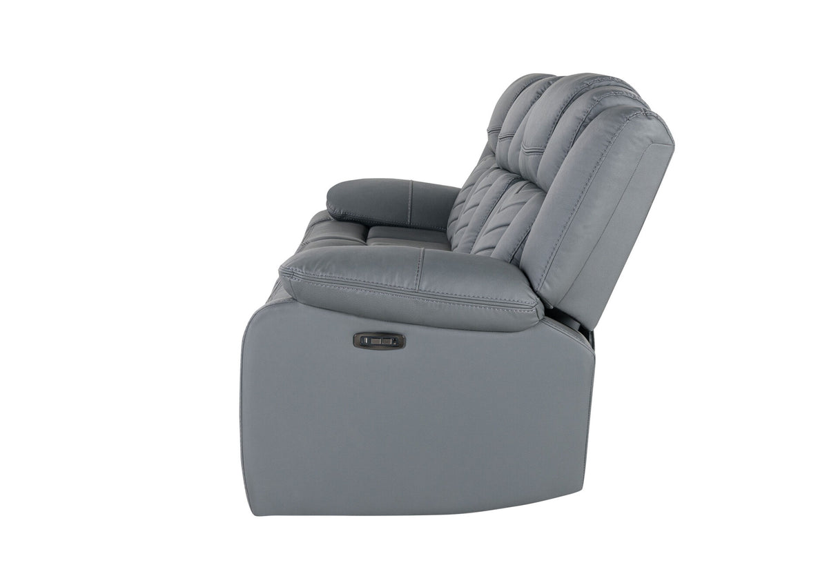 U7068 Grey 10 Power Reclining Sofa/Power Console Reclining Loveseat/Power Recliner with LED