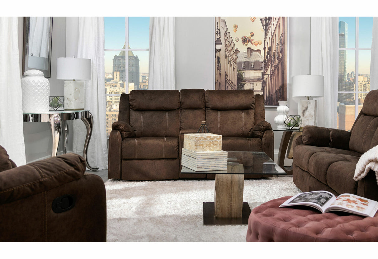 U7303 Domino Coffee Console Reclining Loveseat