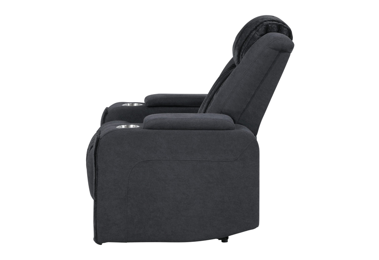 U8000 Black Power Recliner with Power Headrest & LED Light