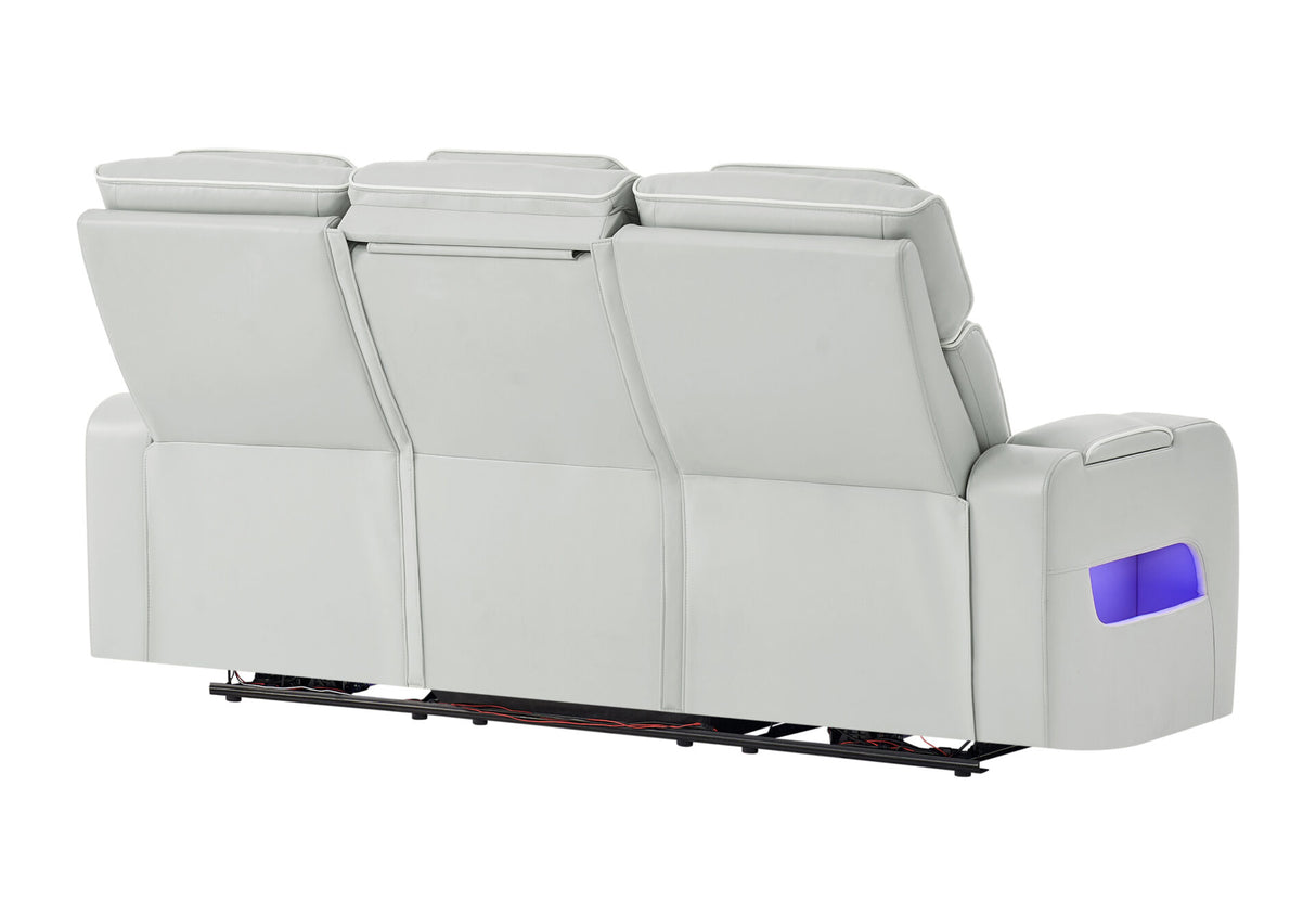 U8611 Blanche Silver Power Reclining Sofa with Phr and LED