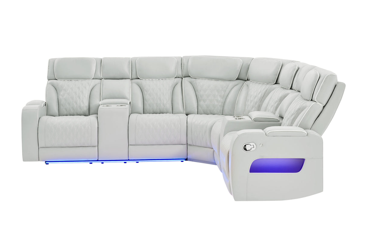 U8611 Blanche Silver Sectional with LED