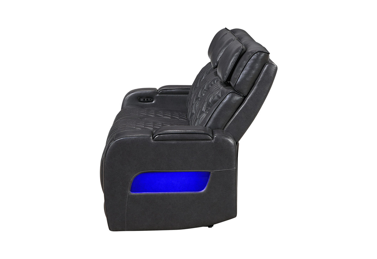 U8611 Blanche Charcoal Power Reclining Sofa with Phr and LED