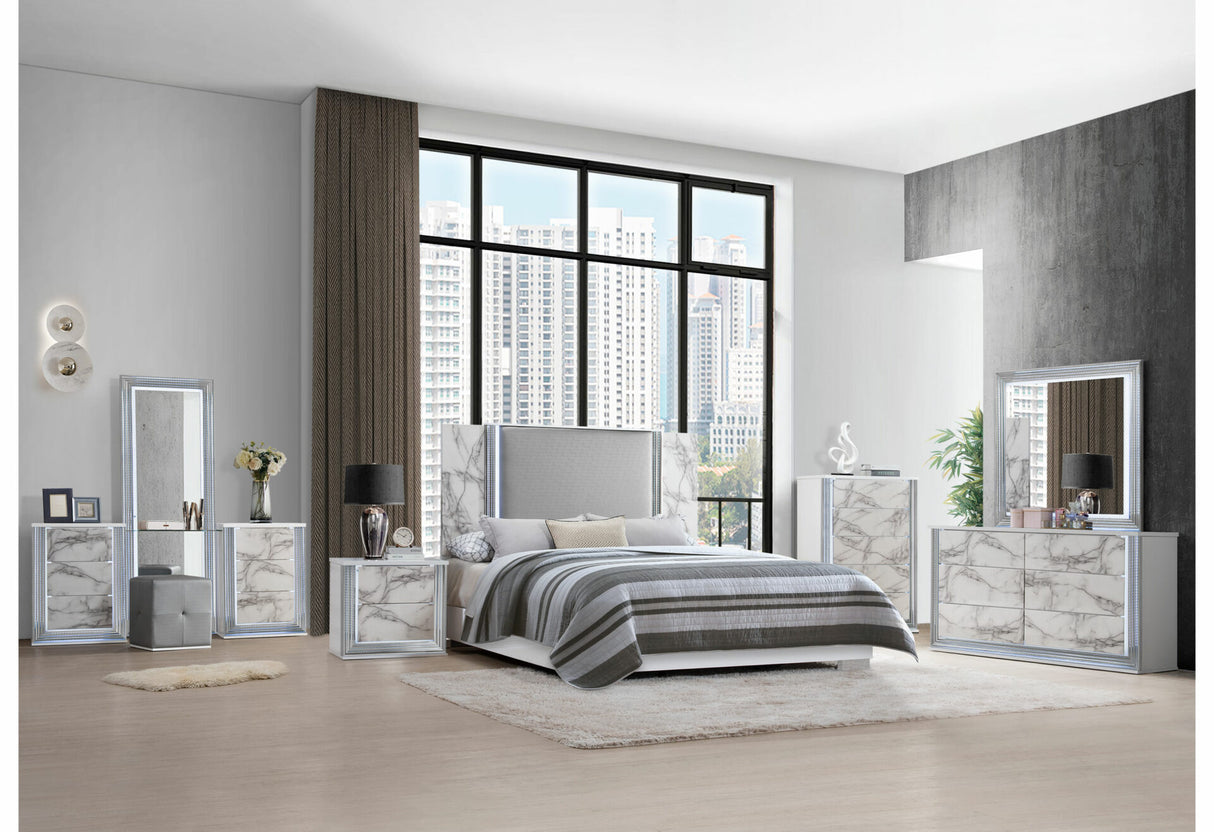 Ylime White Marble Chest with LED