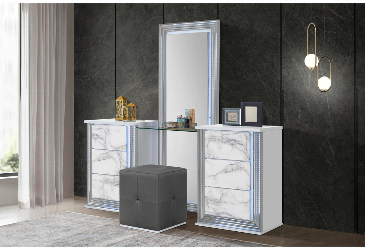 Ylime White Marble Vanity with LED