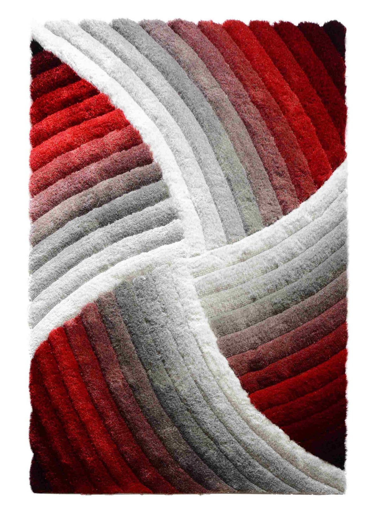 3d Shaggy Area Rug Z009 Red-Black-White