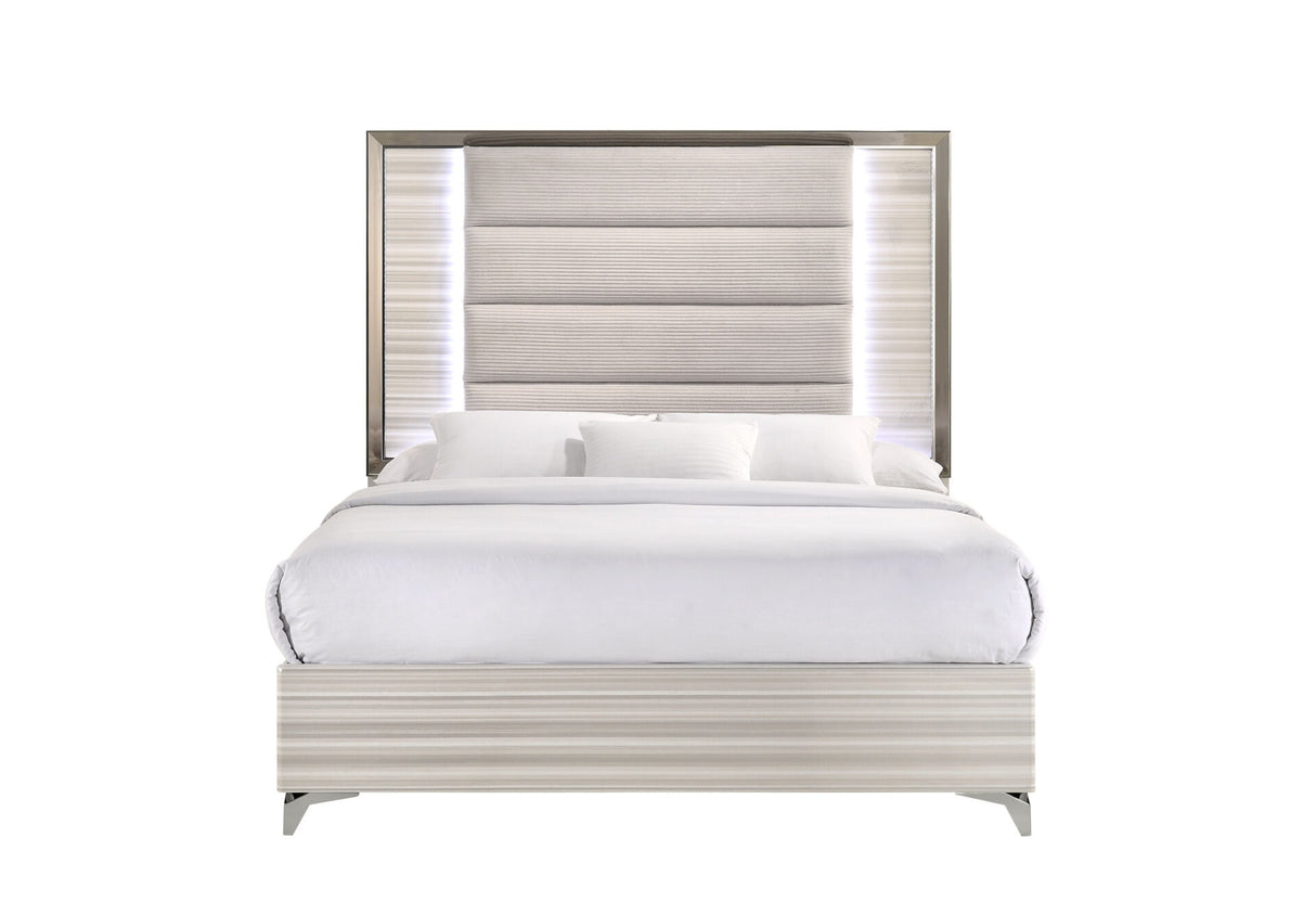 Zambrano White Queen Bed with LED
