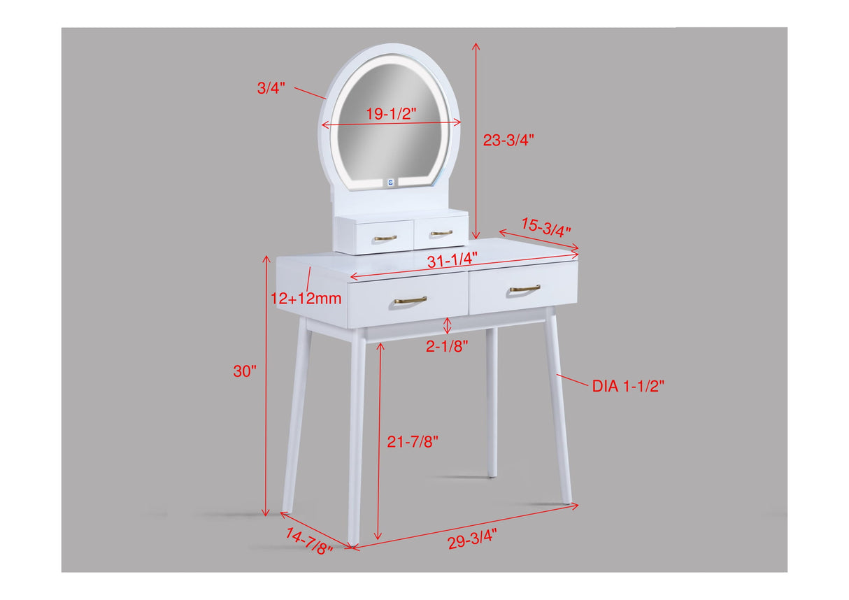 Cecilia Vanity Table & Stool-White