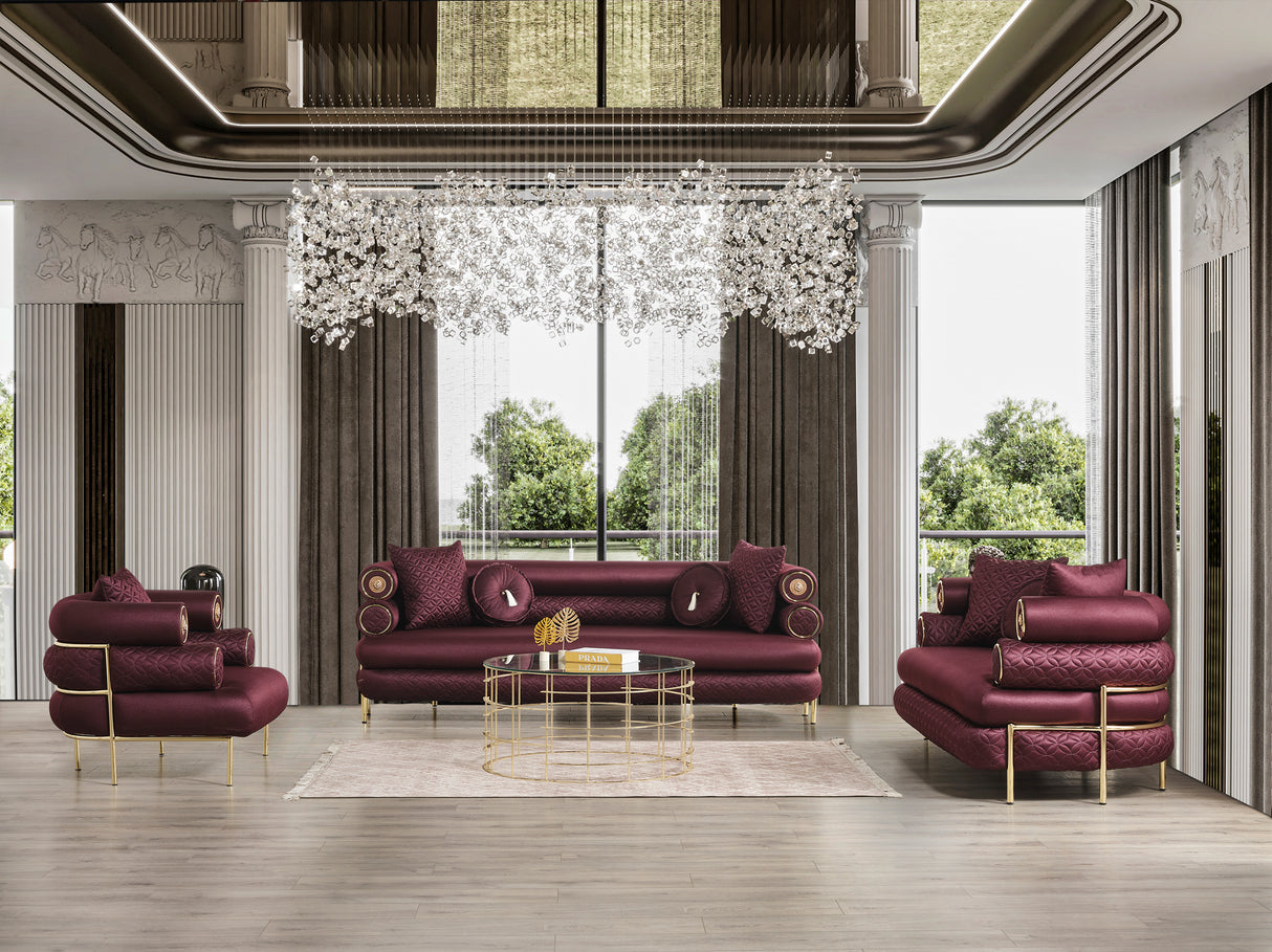 Zeta Sofa & Loveseat Burgandy